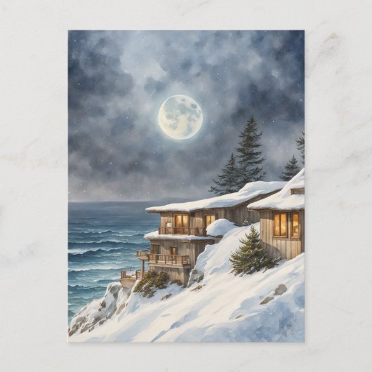 Moonrise boven Big Sur in de winter Briefkaart (Voorkant)