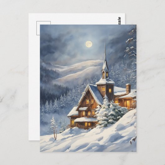 Moonrise boven een besneeuwd Vermont Briefkaart (Voorkant / Achterkant)