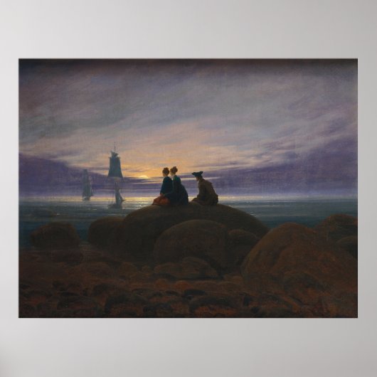 Moonrise door het Zee (door Caspar David Friedrich Poster (Voorkant)