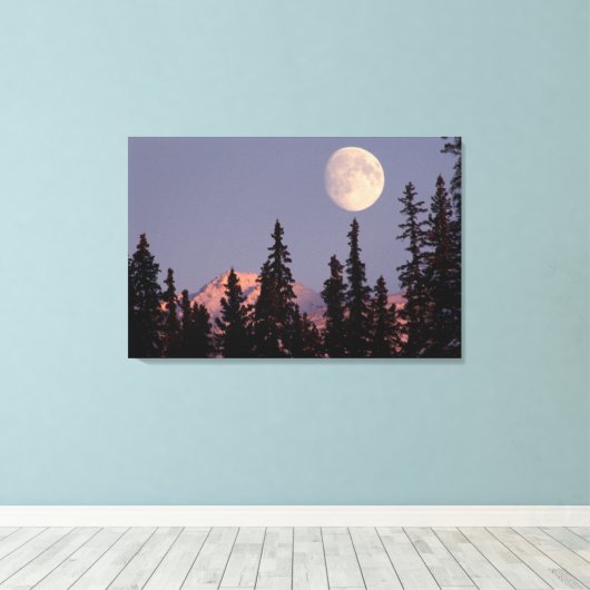 Moonrise Early Winter | Anchorage, Alaska Canvas Afdruk (Insitu (Houten vloer))