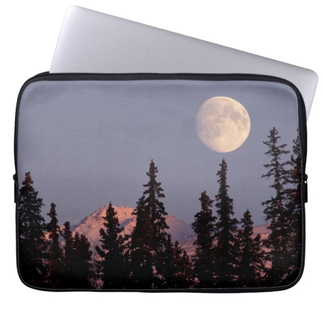Moonrise Early Winter | Anchorage, Alaska Laptop Sleeve (Voorkant)