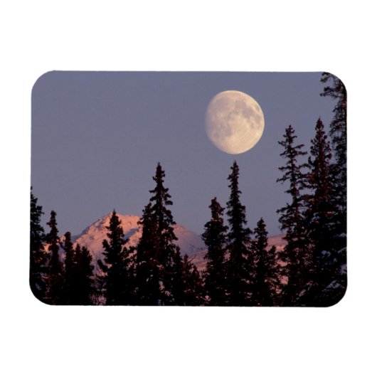 Moonrise Early Winter | Anchorage, Alaska Magneet (Horizontaal)