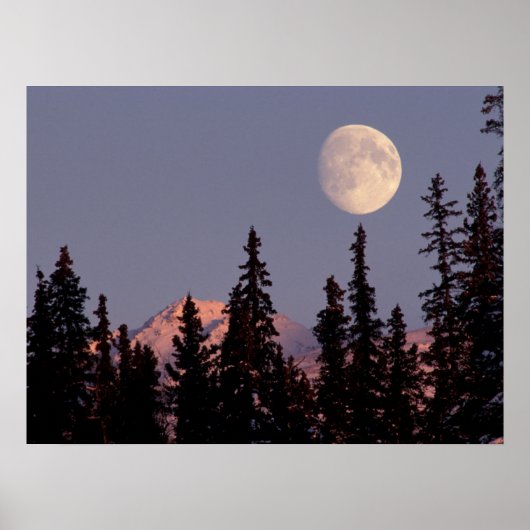 Moonrise Early Winter | Anchorage, Alaska Poster (Voorkant)