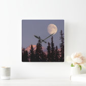 Moonrise Early Winter | Anchorage, Alaska Vierkante Klok (Huis)