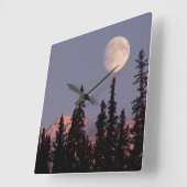 Moonrise Early Winter | Anchorage, Alaska Vierkante Klok (Hoek)