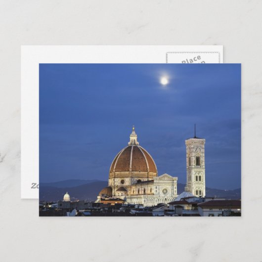 Moonrise en Florence Cathedral, Basilica di Briefkaart (Voorkant / Achterkant)