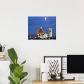 Moonrise en Florence Cathedral, Basilica di Poster (Thuiskantoor)
