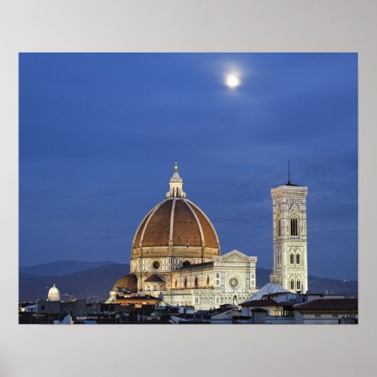 Moonrise en Florence Cathedral, Basilica di Poster (Voorkant)