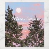 Moonrise in Pink Sky Foto gepersonaliseerd Wijn Etiket (Enkel label)