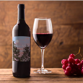 Moonrise in Pink Sky Foto gepersonaliseerd Wijn Etiket