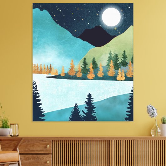 Moonrise Lake Canvas Afdruk (Insitu (Woonkamer))