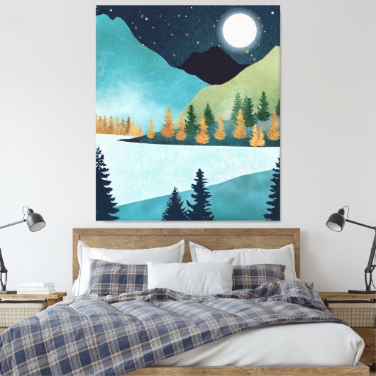 Moonrise Lake Canvas Afdruk (Insitu (Slaapkamer))