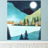 Moonrise Lake Canvas Afdruk (Insitu (Houten vloer))