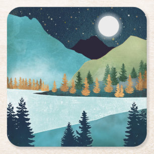 Moonrise Lake Kartonnen Onderzetters