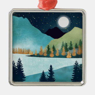 Moonrise Lake Metalen Ornament