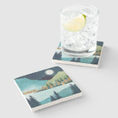 Moonrise Lake Stenen Onderzetter (Zijkant)