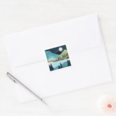 Moonrise Lake Vierkante Sticker (Envelop)