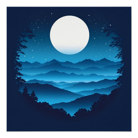 Moonrise over de Blue Ridge Perfect Poster (Voorkant)