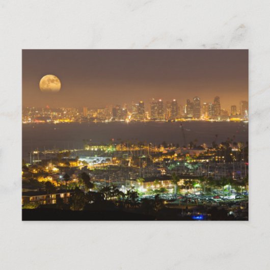 Moonrise over de San Diego skyline Briefkaart (Voorkant)