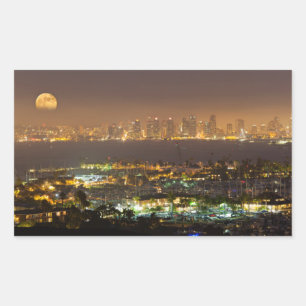 Moonrise over de San Diego skyline Rechthoekige Sticker