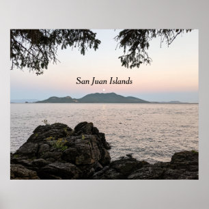 Moonrise over de San Juan-eilanden Poster