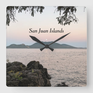 Moonrise over de San Juan-eilanden Vierkante Klok