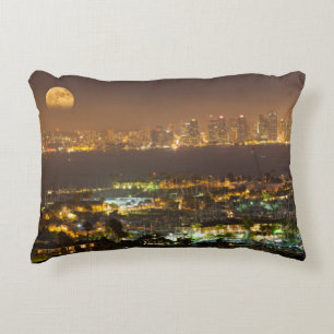 Moonrise over de skyline van San Diego Accent Kussen
