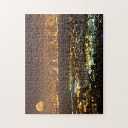 Moonrise over de skyline van San Diego Legpuzzel (Verticaal)