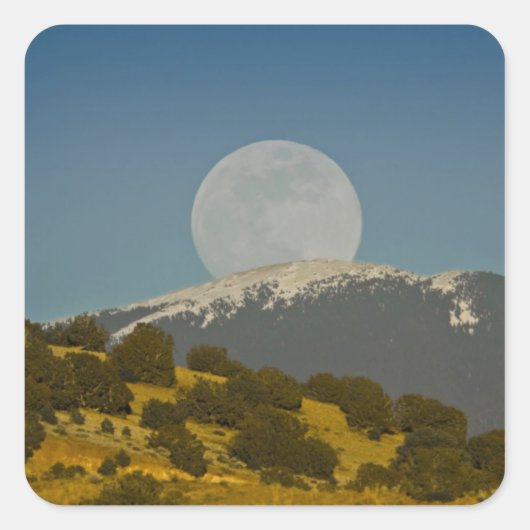 Moonrise over het Sangre de Cristo-gebergte, Vierkante Sticker (Voorkant)