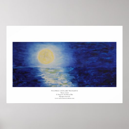 Moonrise Over Lake Michigan II Poster (Voorkant)