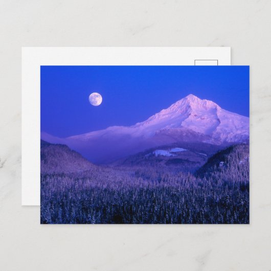 Moonrise Over Mt. Hood Oregon in Winter Briefkaart (Voorkant / Achterkant)