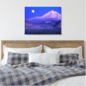 Moonrise Over Mt. Hood Oregon in Winter Canvas Afdruk (Insitu (Slaapkamer))