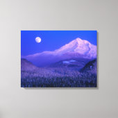Moonrise Over Mt. Hood Oregon in Winter Canvas Afdruk (Voorkant)