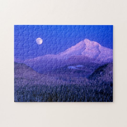 Moonrise Over Mt. Hood Oregon in Winter Legpuzzel (Horizontaal)