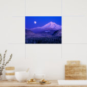 Moonrise Over Mt. Hood Oregon in Winter Poster (Keuken)