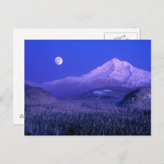 Moonrise over Mt Hood winter, Oregon Briefkaart (Voorkant / Achterkant)