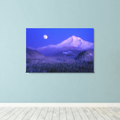 Moonrise over Mt Hood winter, Oregon Canvas Afdruk (Insitu (Houten vloer))