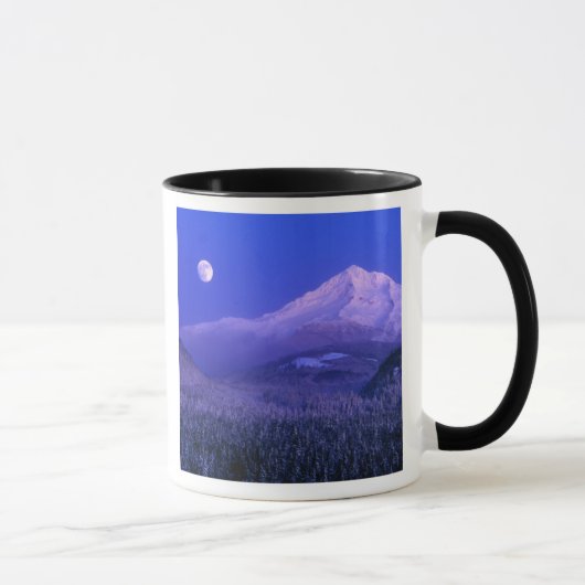 Moonrise over Mt Hood winter, Oregon Mok (Rechts)