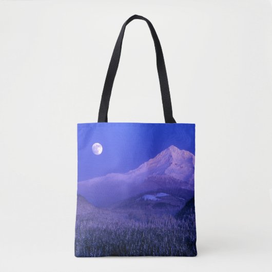 Moonrise over Mt Hood winter, Oregon Tote Bag (Voorkant)