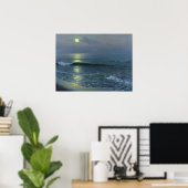 Moonrise over oceaan poster (Thuiskantoor)