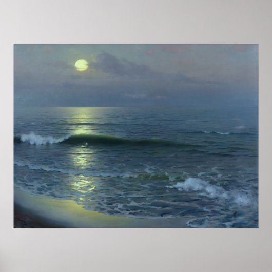 Moonrise over oceaan poster (Voorkant)
