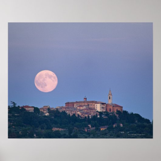 Moonrise over Pienza Poster (Voorkant)