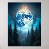 Moonrise Over Pines – Serene Lunar Landscape Art Poster (Voorkant)