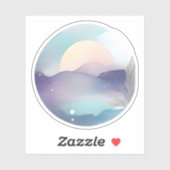 Moonrise over rustige pieken sticker (Vel)