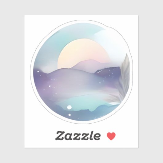 Moonrise over rustige pieken sticker (Vel)