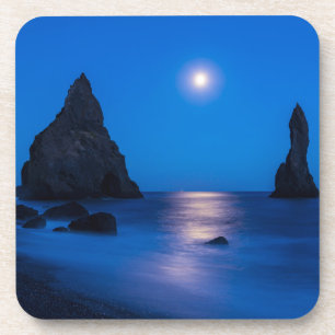 Moonrise Reflection   IJsland, Reynisdrangur Bier Onderzetter