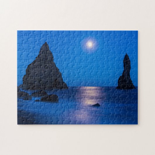Moonrise Reflection | IJsland, Reynisdrangur Legpuzzel (Horizontaal)