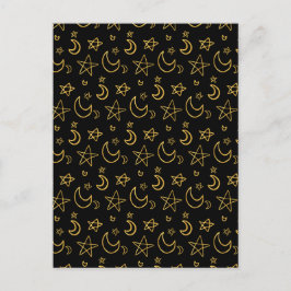 Moons and Stars Gold Pattern Briefkaart