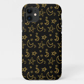 Moons and Stars Gold Pattern Case-Mate iPhone Case (Achterkant)
