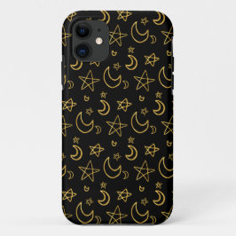 Moons and Stars Gold Pattern Case-Mate iPhone Case